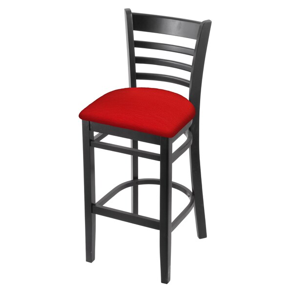 25" Counter Stool, Black Finish, Canter Red Seat